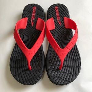 Speedo Thong Flip Flop Black/ Bright Red Sz. 7